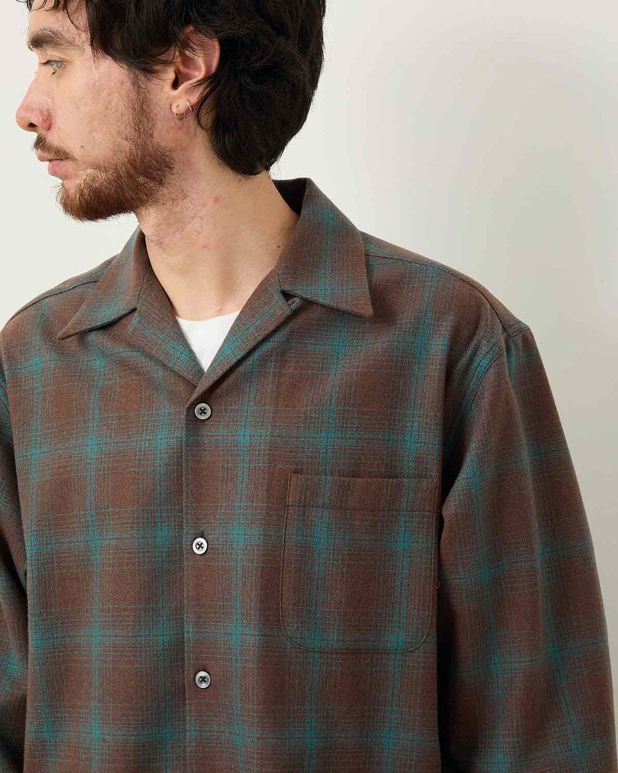 トップス wackomaria PENDLETON OMBRE CHECK SHIRT PENDLETON WOOL OMBRE CHECK OPEN COLLAR SHIRT L/S ( TYPE-3