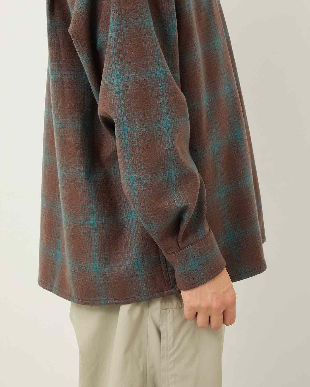 × PENDLETON WOOL OMBRE CHECK OPEN COLLAR SHIRT L/S ( TYPE-3 )