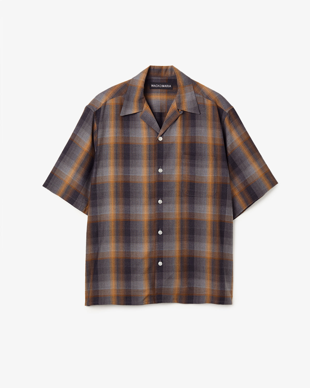 OMBRE CHECK OPEN COLLAR SHIRT S/S ( TYPE-1 )