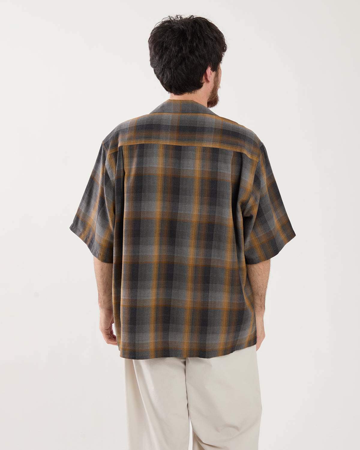 OMBRE CHECK OPEN COLLAR SHIRT S/S ( TYPE-1 )