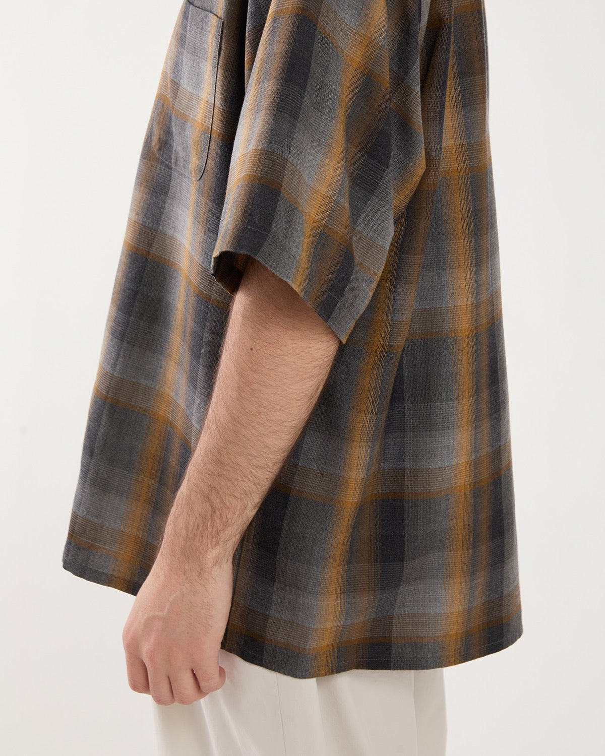 OMBRE CHECK OPEN COLLAR SHIRT S/S ( TYPE-1 )