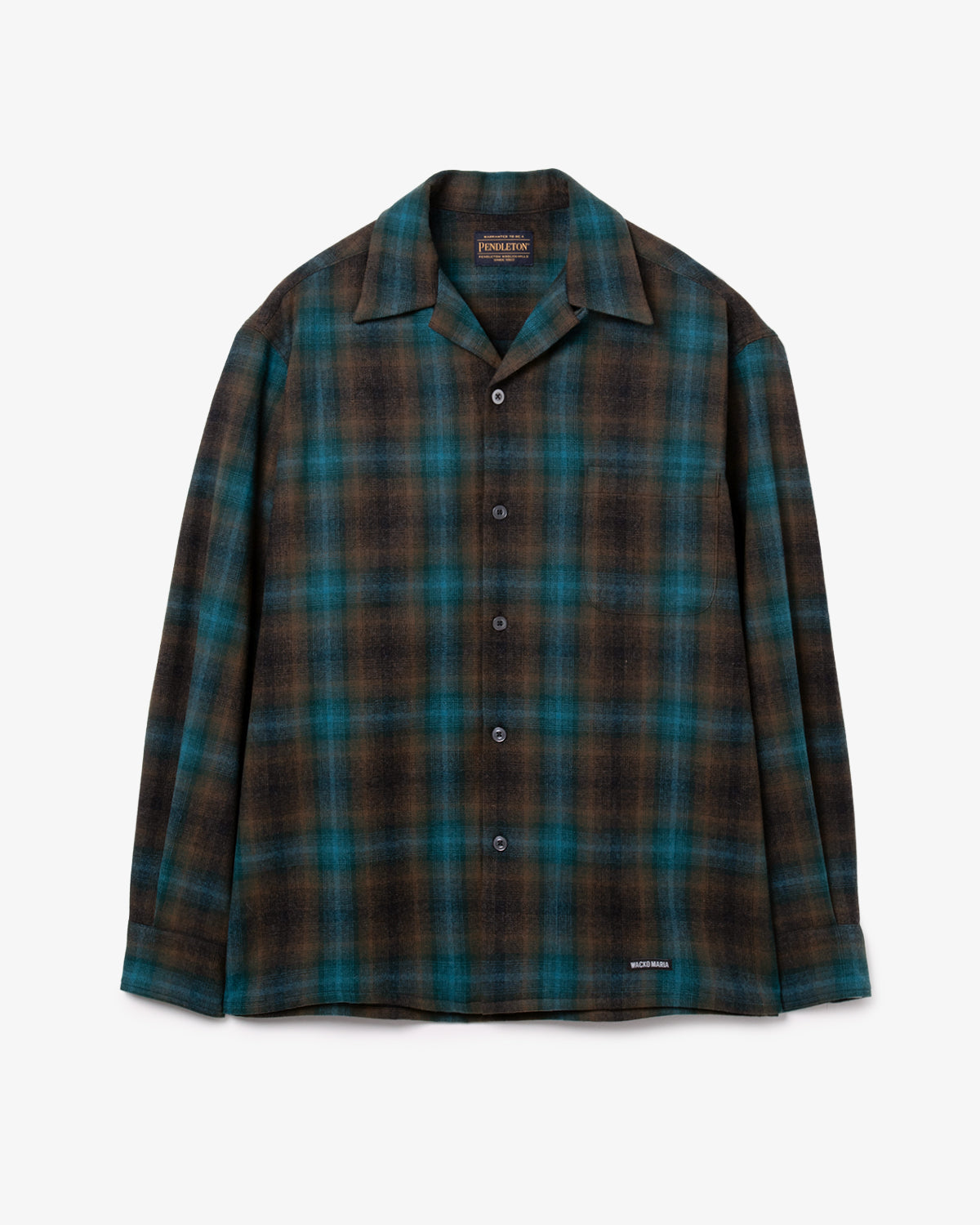WOOL OMBRE CHECK OPEN COLLAR SHIRT L/S ( TYPE-1 )