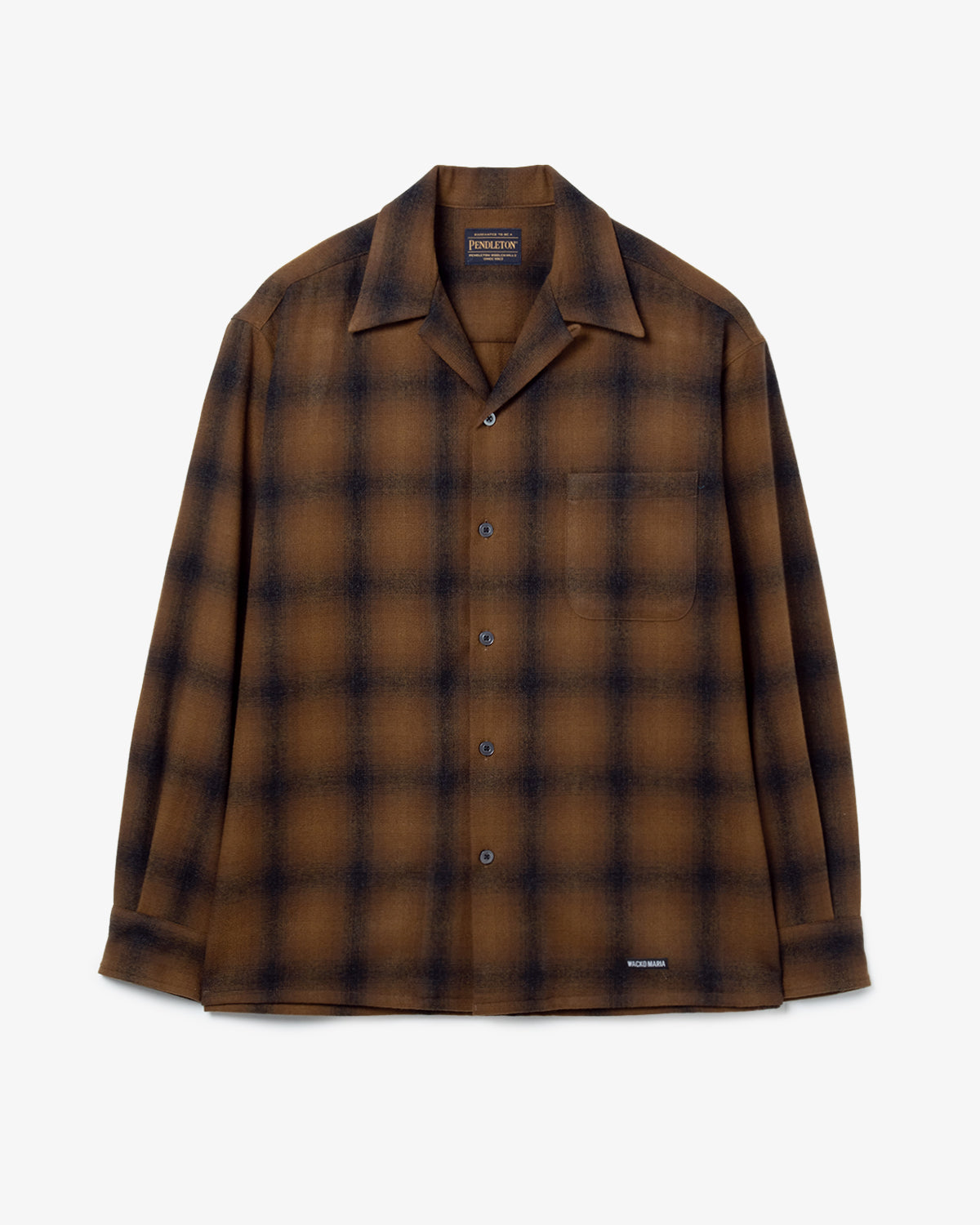 WOOL OMBRE CHECK OPEN COLLAR SHIRT L/S ( TYPE-2 )