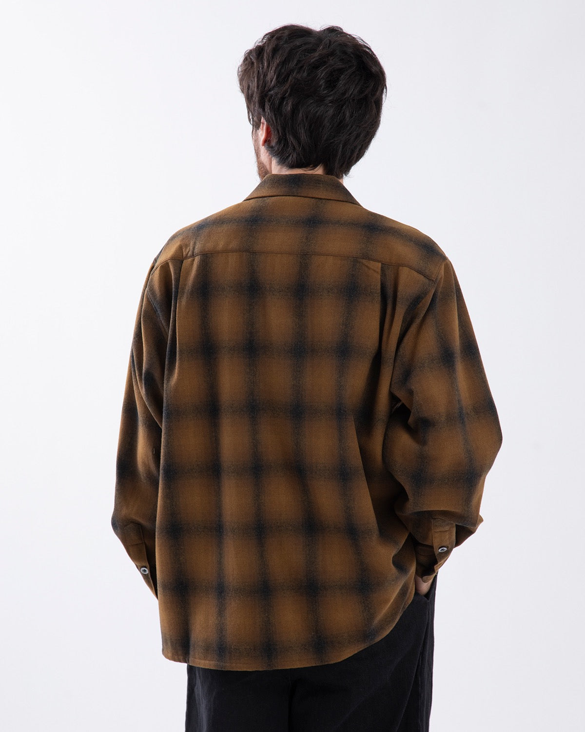 WOOL OMBRE CHECK OPEN COLLAR SHIRT L/S ( TYPE-2 )