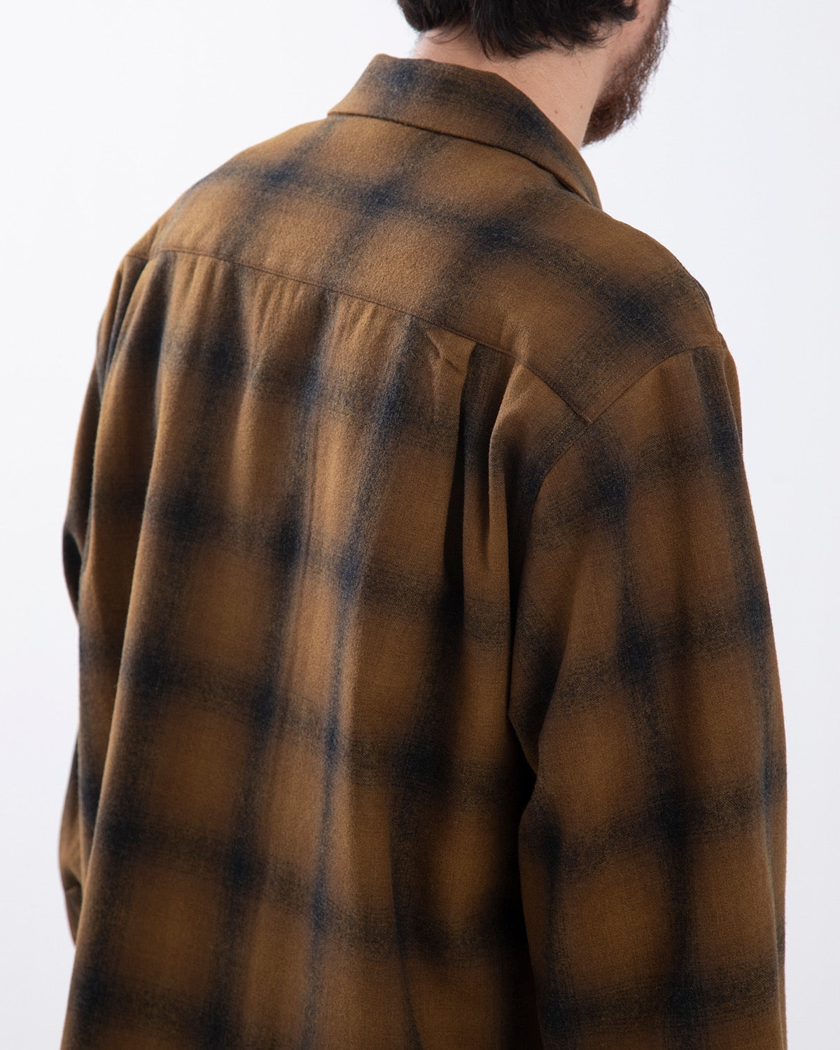 WOOL OMBRE CHECK OPEN COLLAR SHIRT L/S ( TYPE-2 )