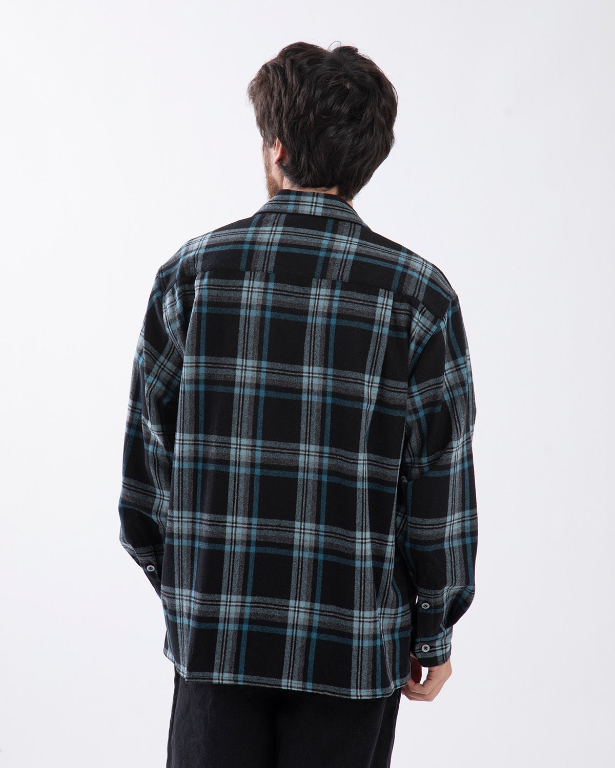 WOOL OMBRE CHECK OPEN COLLAR SHIRT L/S ( TYPE-3 )