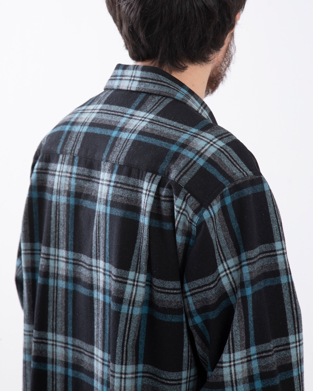 WOOL OMBRE CHECK OPEN COLLAR SHIRT L/S ( TYPE-3 )