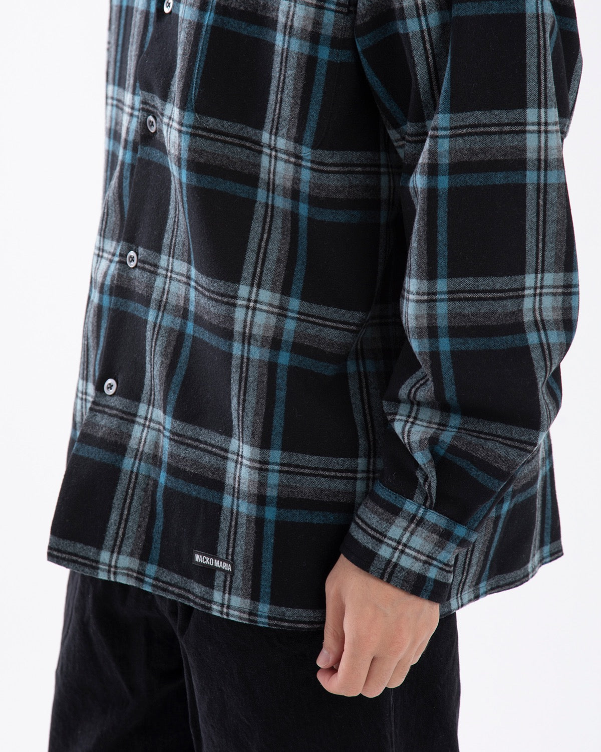 WOOL OMBRE CHECK OPEN COLLAR SHIRT L/S ( TYPE-3 )