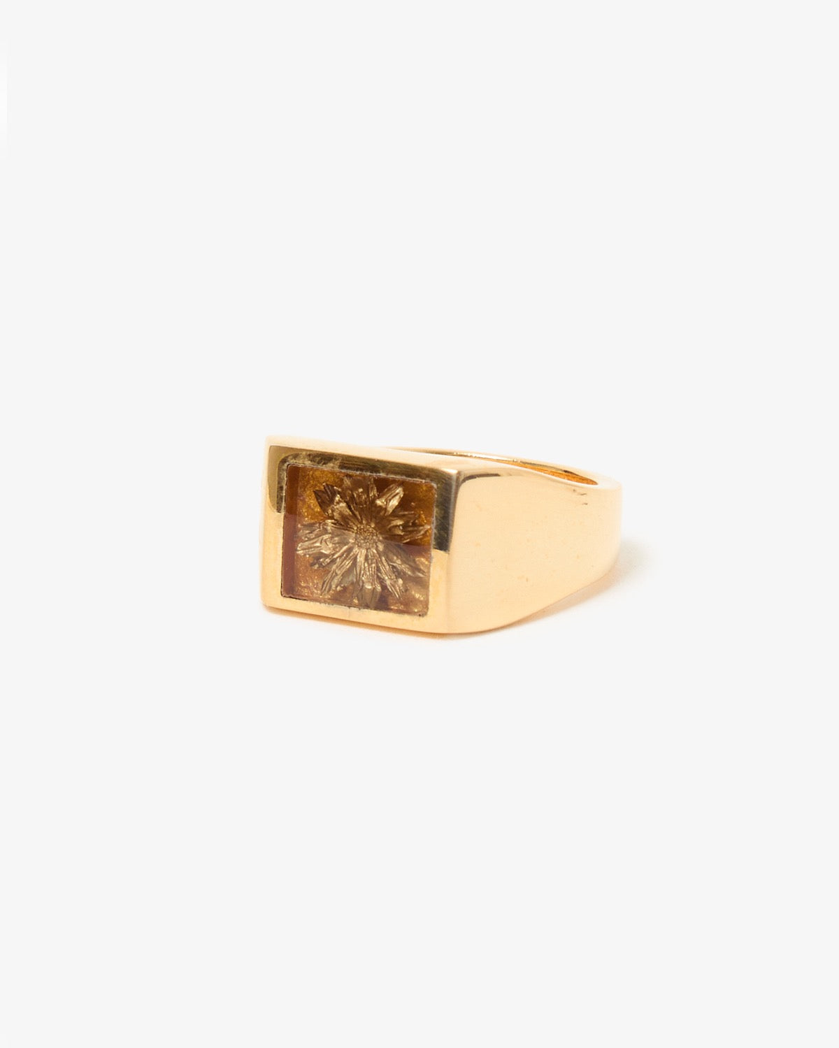 SIGNET RING WITH GOLDEN PALM FLOWER