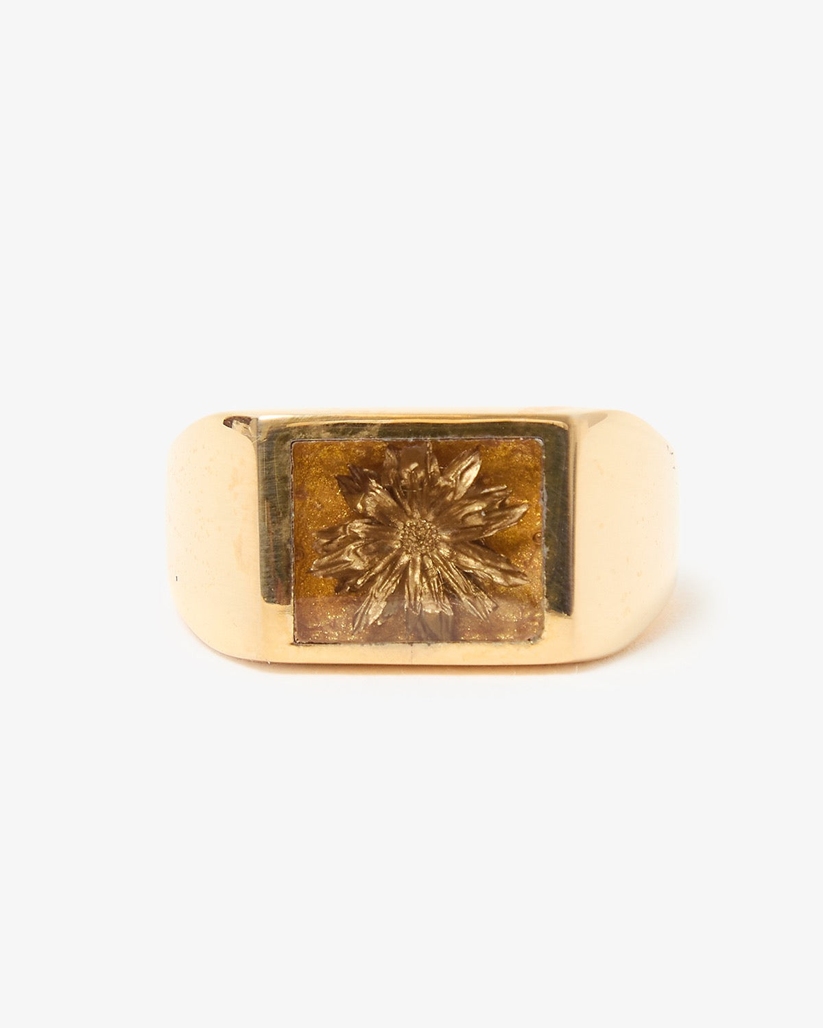 SIGNET RING WITH GOLDEN PALM FLOWER
