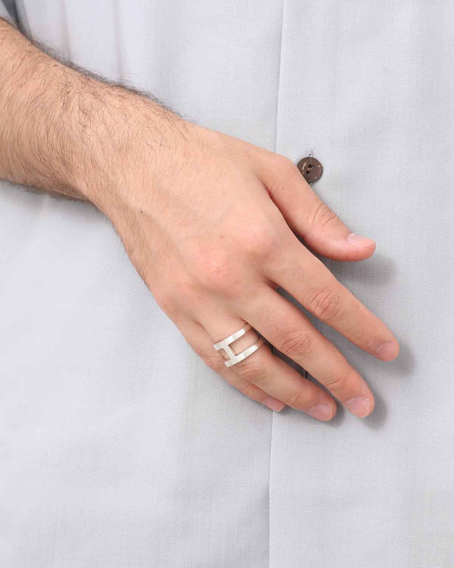 XOLO JEWELRY H Ring with Hair Line 19号 L H RING WITH HAIR LINE – COVERCHORD