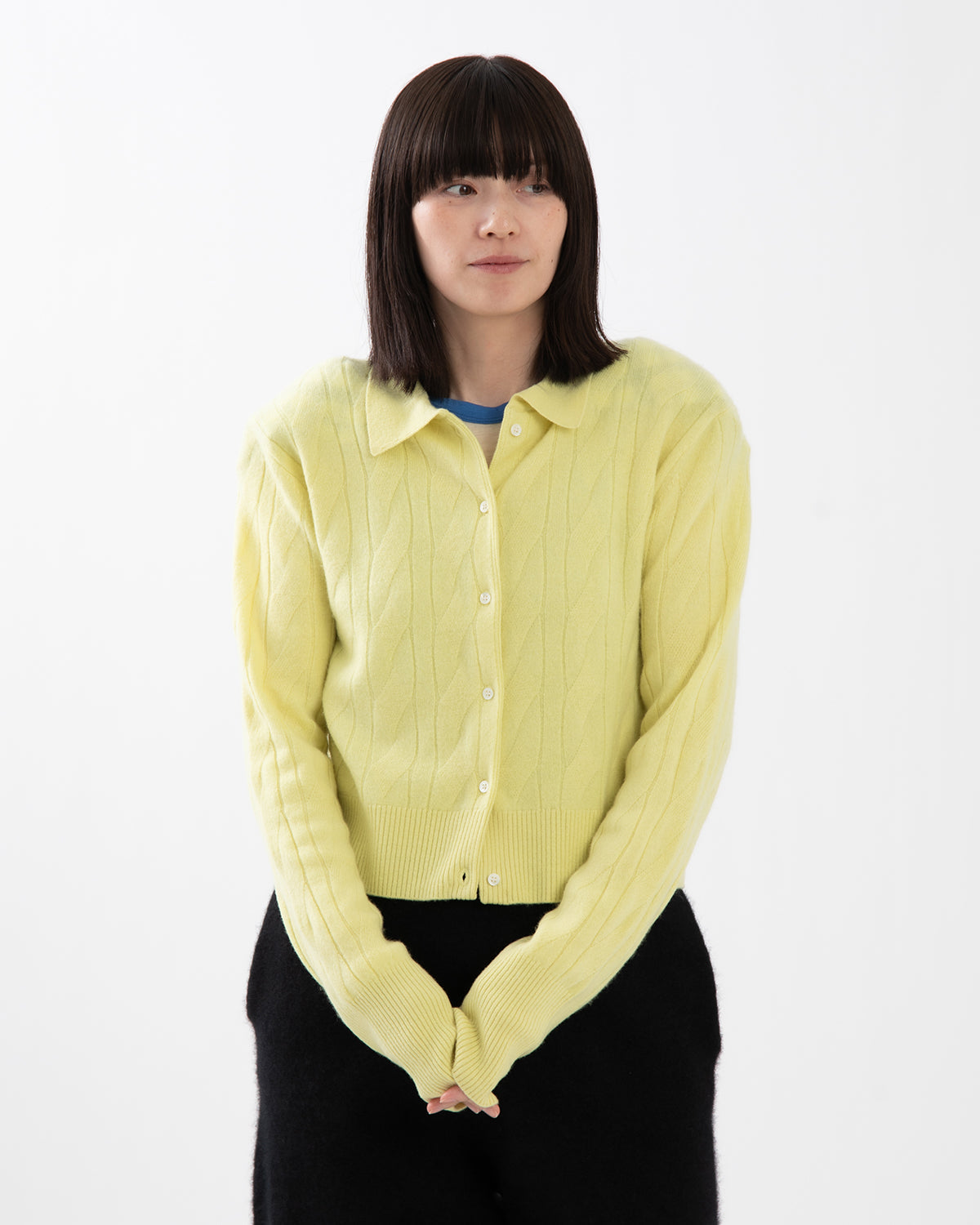 TIMELESS CABLE CARDIGAN WITH SHOULDER PADS