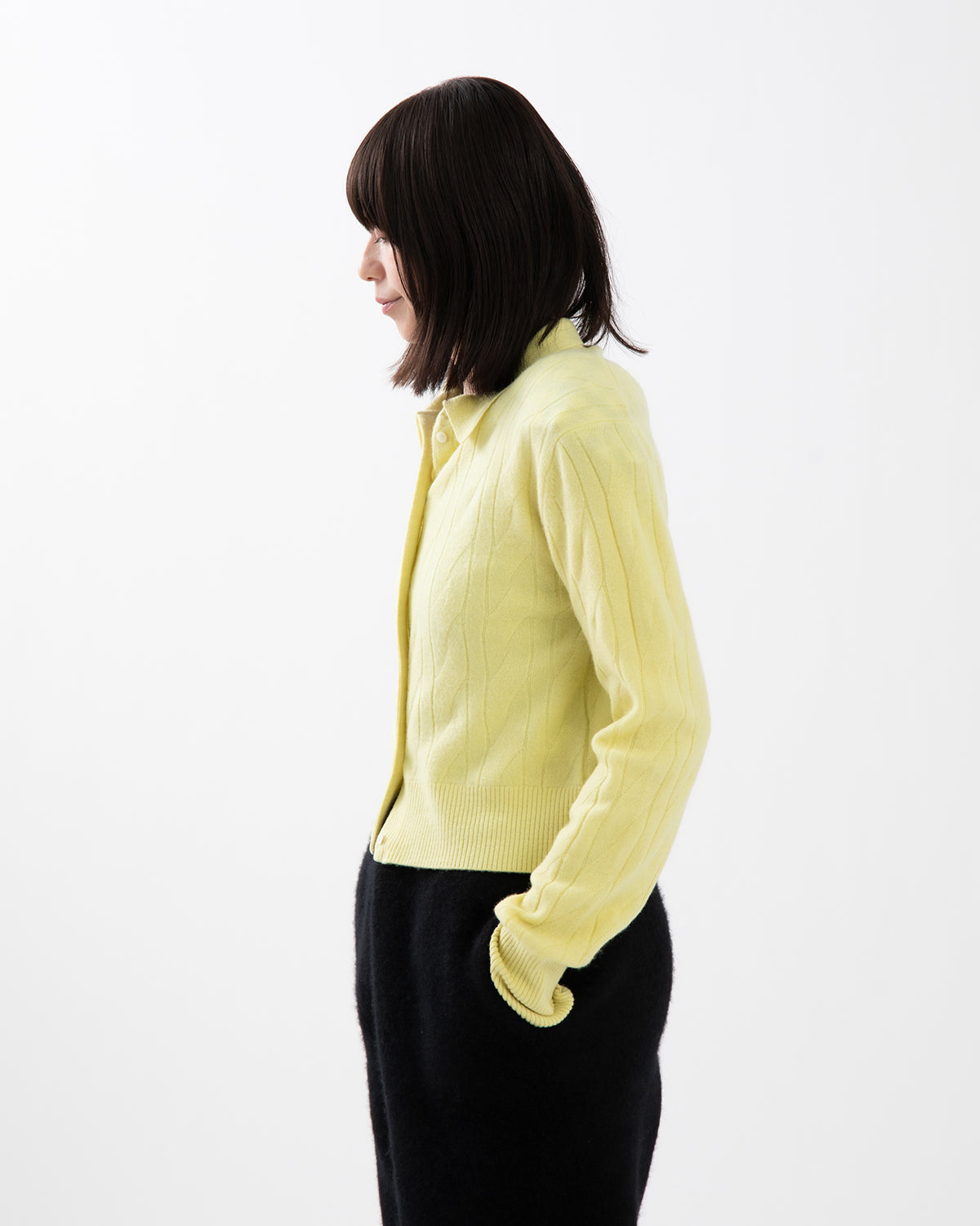 TIMELESS CABLE CARDIGAN WITH SHOULDER PADS