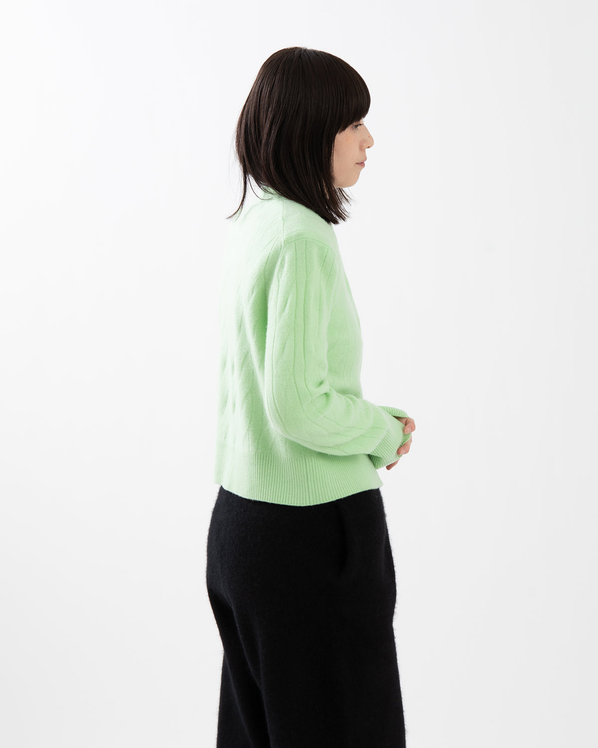 TIMELESS CABLE CARDIGAN WITH SHOULDER PADS