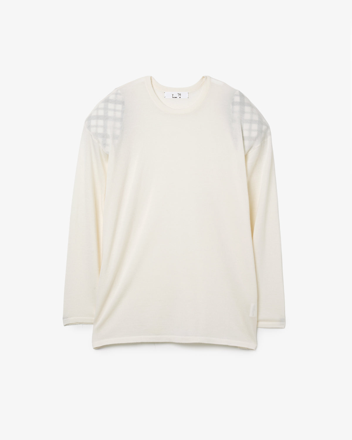 SHEER LONG-SLEEVE TEE WITH SHOULDER PADS