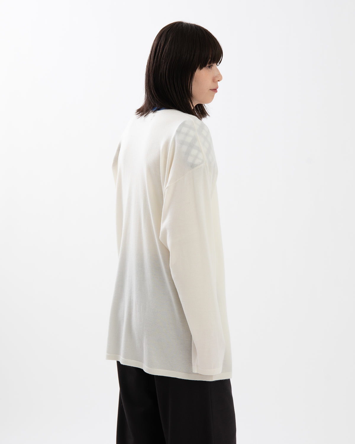 SHEER LONG-SLEEVE TEE WITH SHOULDER PADS
