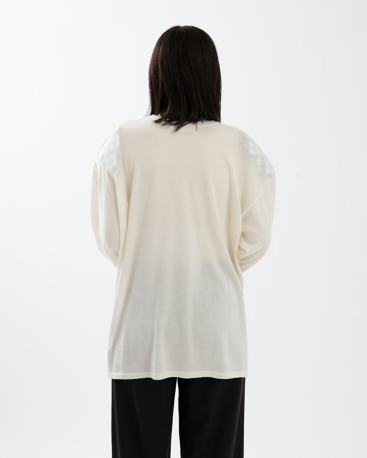 SHEER LONG-SLEEVE TEE WITH SHOULDER PADS
