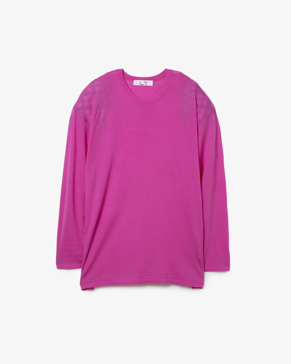 SHEER LONG-SLEEVE TEE WITH SHOULDER PADS
