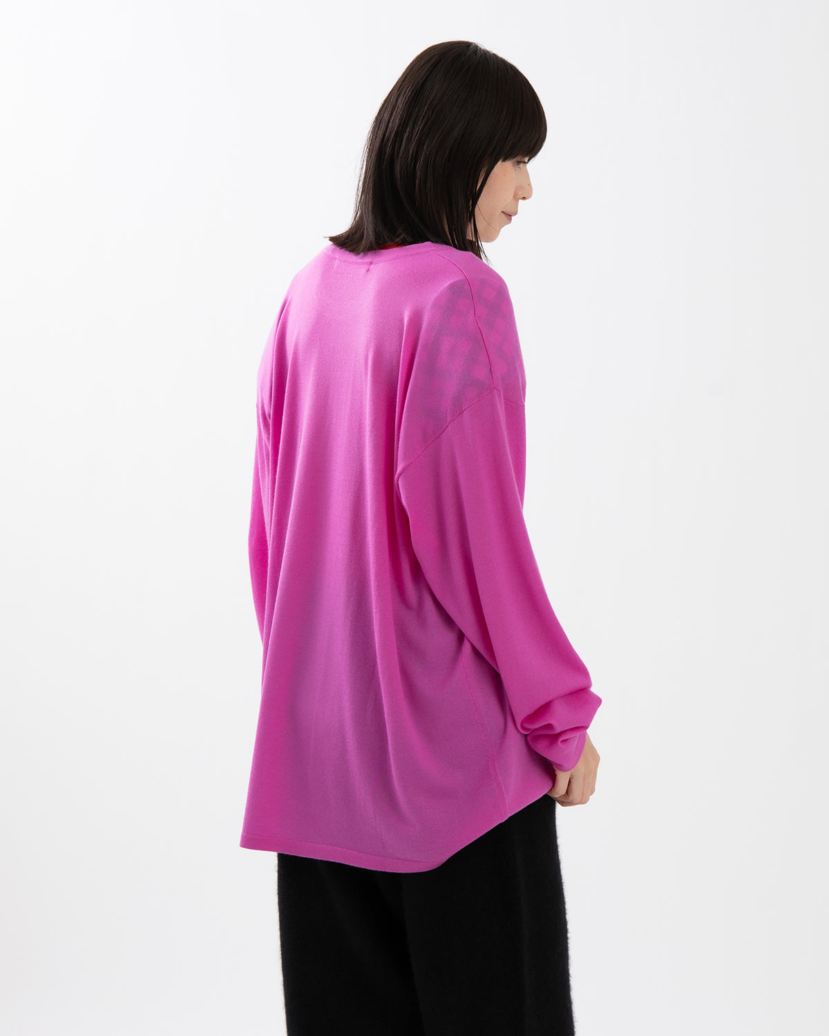 SHEER LONG-SLEEVE TEE WITH SHOULDER PADS