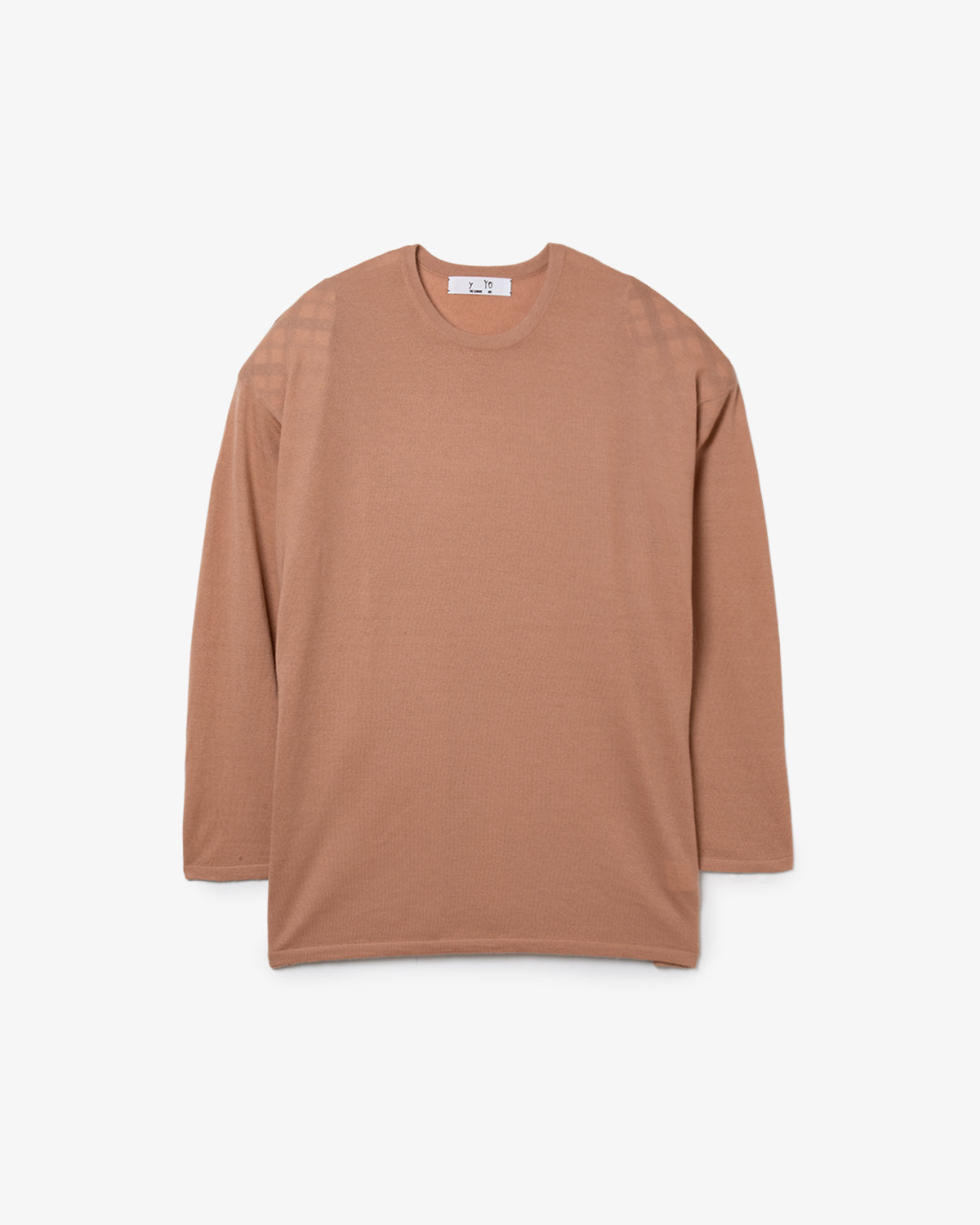 SHEER LONG-SLEEVE TEE WITH SHOULDER PADS