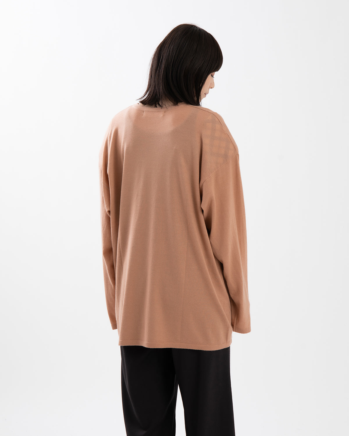 SHEER LONG-SLEEVE TEE WITH SHOULDER PADS
