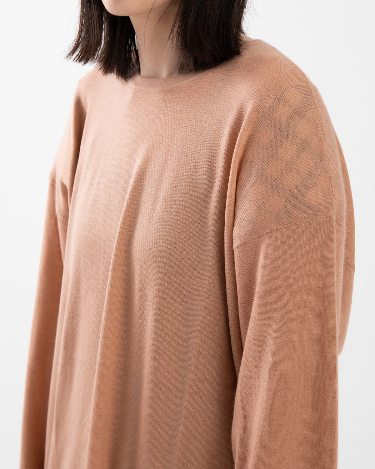 SHEER LONG-SLEEVE TEE WITH SHOULDER PADS