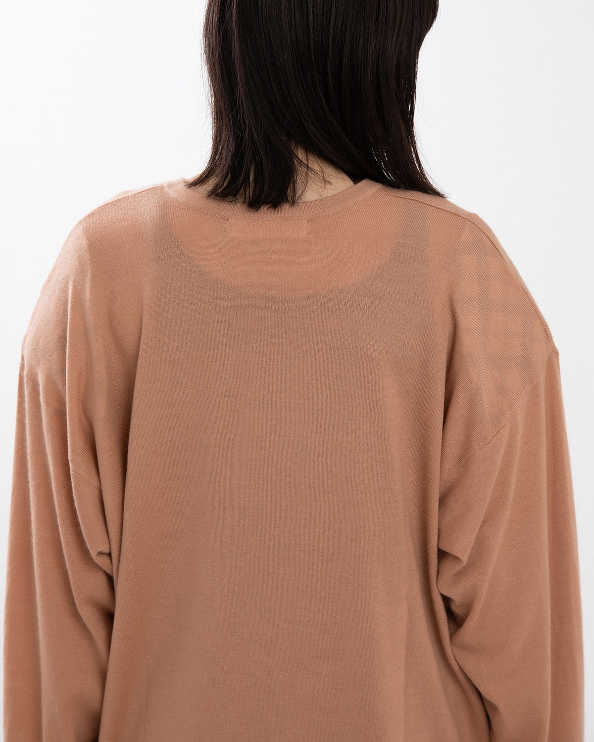 SHEER LONG-SLEEVE TEE WITH SHOULDER PADS