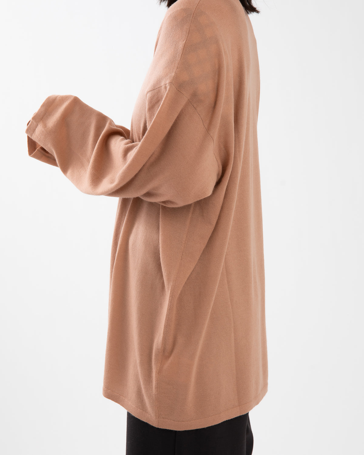 SHEER LONG-SLEEVE TEE WITH SHOULDER PADS