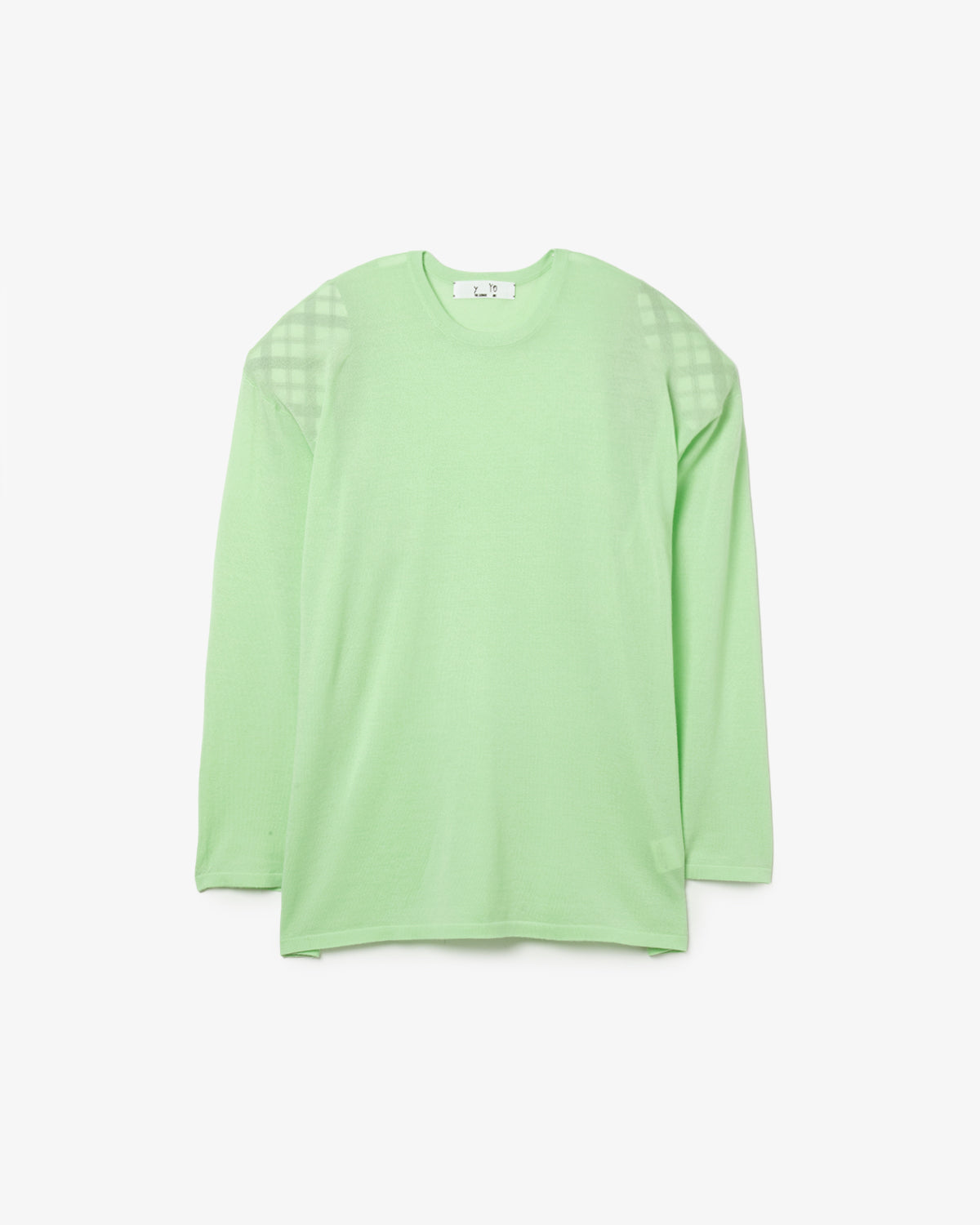 SHEER LONG-SLEEVE TEE WITH SHOULDER PADS