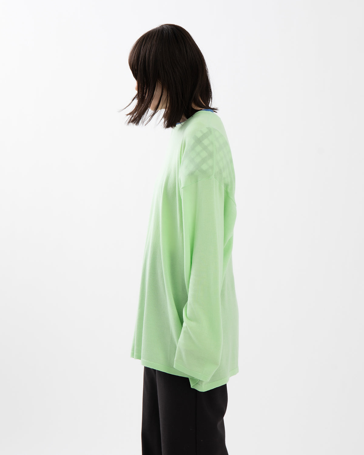 SHEER LONG-SLEEVE TEE WITH SHOULDER PADS