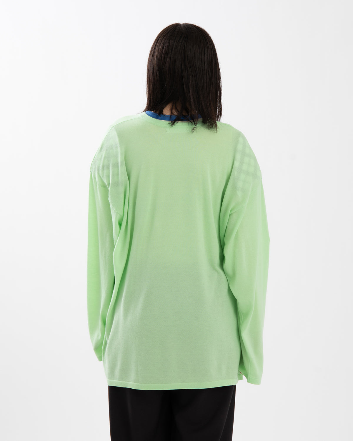 SHEER LONG-SLEEVE TEE WITH SHOULDER PADS