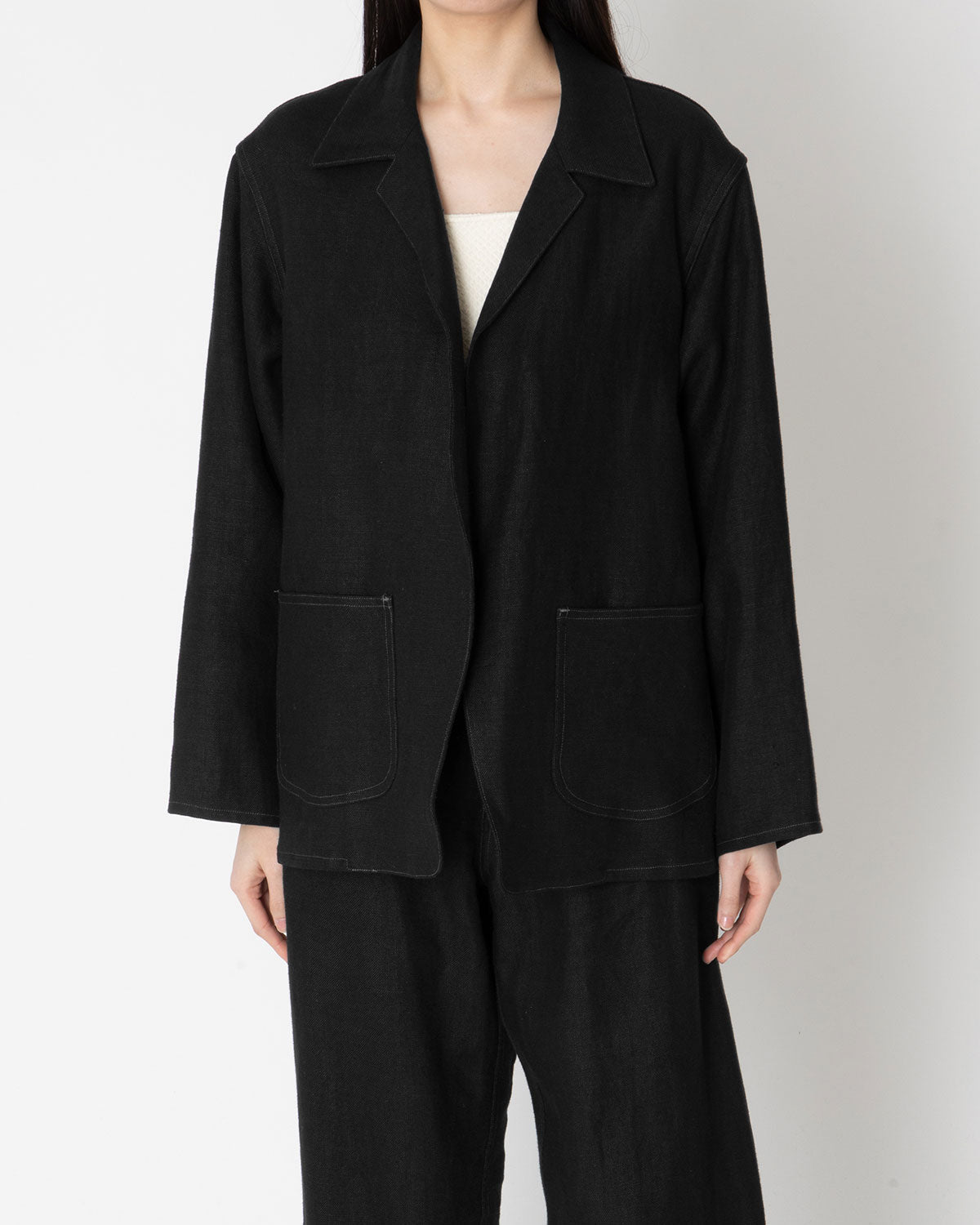 HEAVY LINEN WORK CARDIGAN JACKET