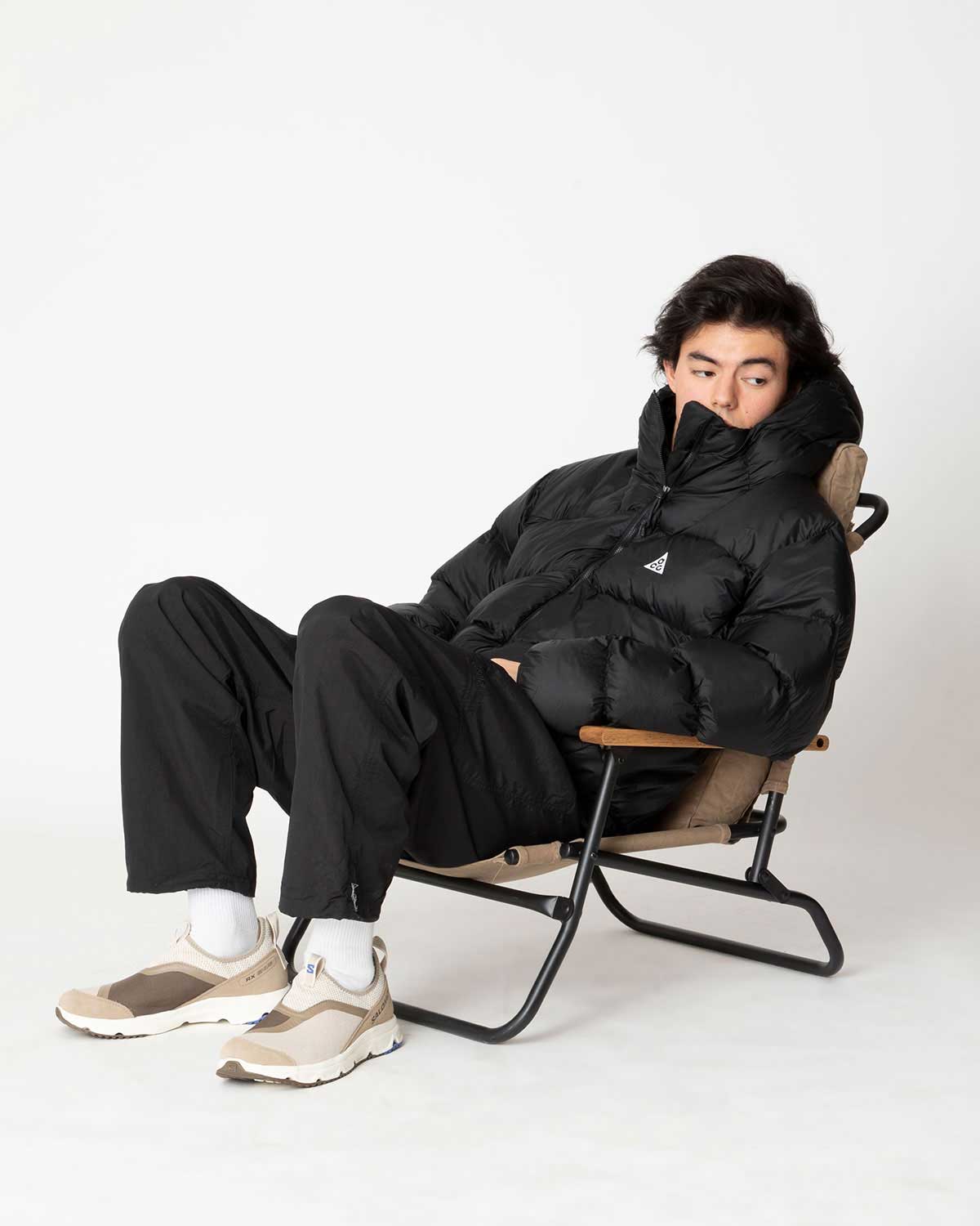 FOLDING CHAIR COTTON CANVAS COFFEE DYED