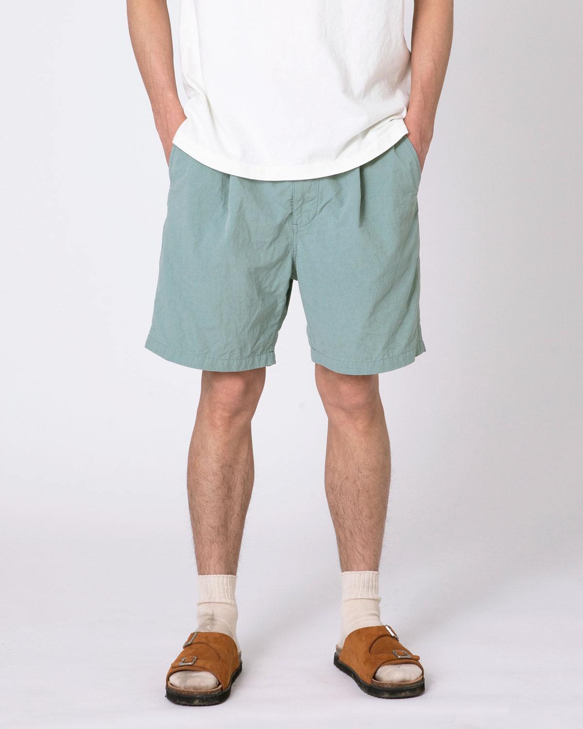 TUCK SHORTS  COTTON BROAD CLOTH  VINTAGE WASH