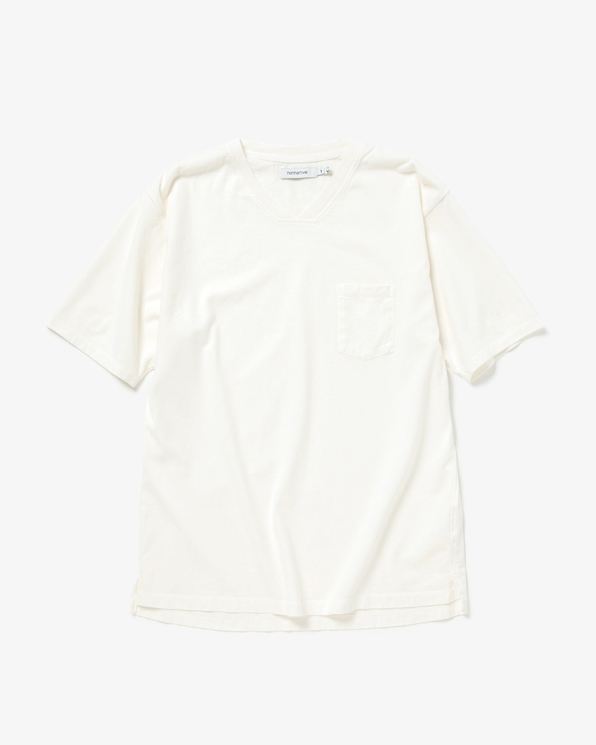 DWELLER S/S V NECK TEE COTTON JERSEY OVERDYED