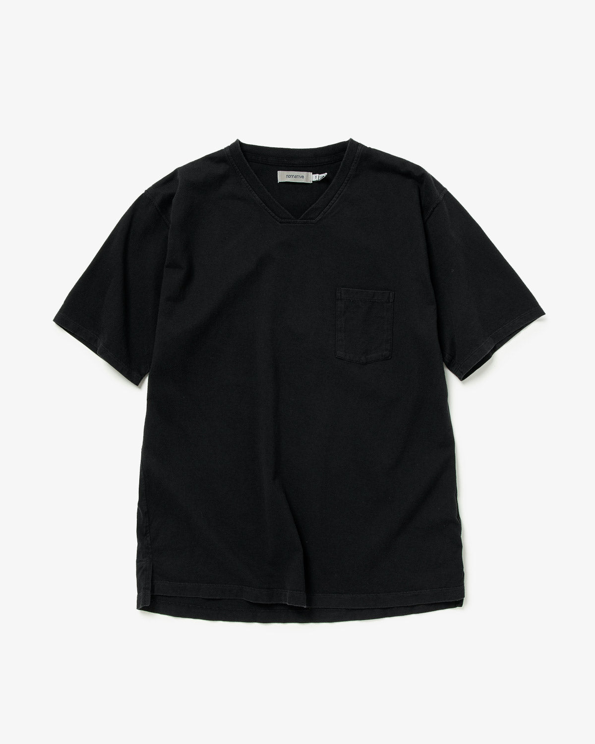 DWELLER S/S V NECK TEE COTTON JERSEY OVERDYED