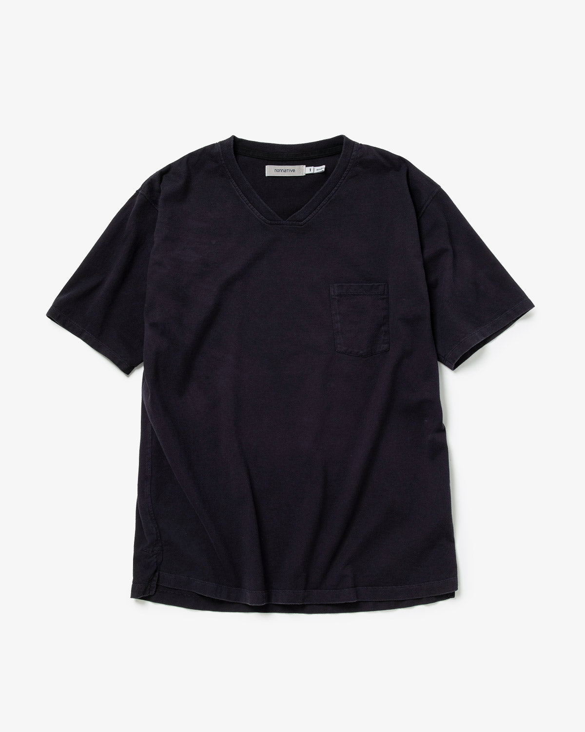 DWELLER S/S V NECK TEE COTTON JERSEY OVERDYED