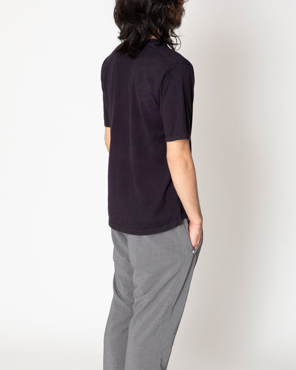 DWELLER S/S V NECK TEE COTTON JERSEY OVERDYED