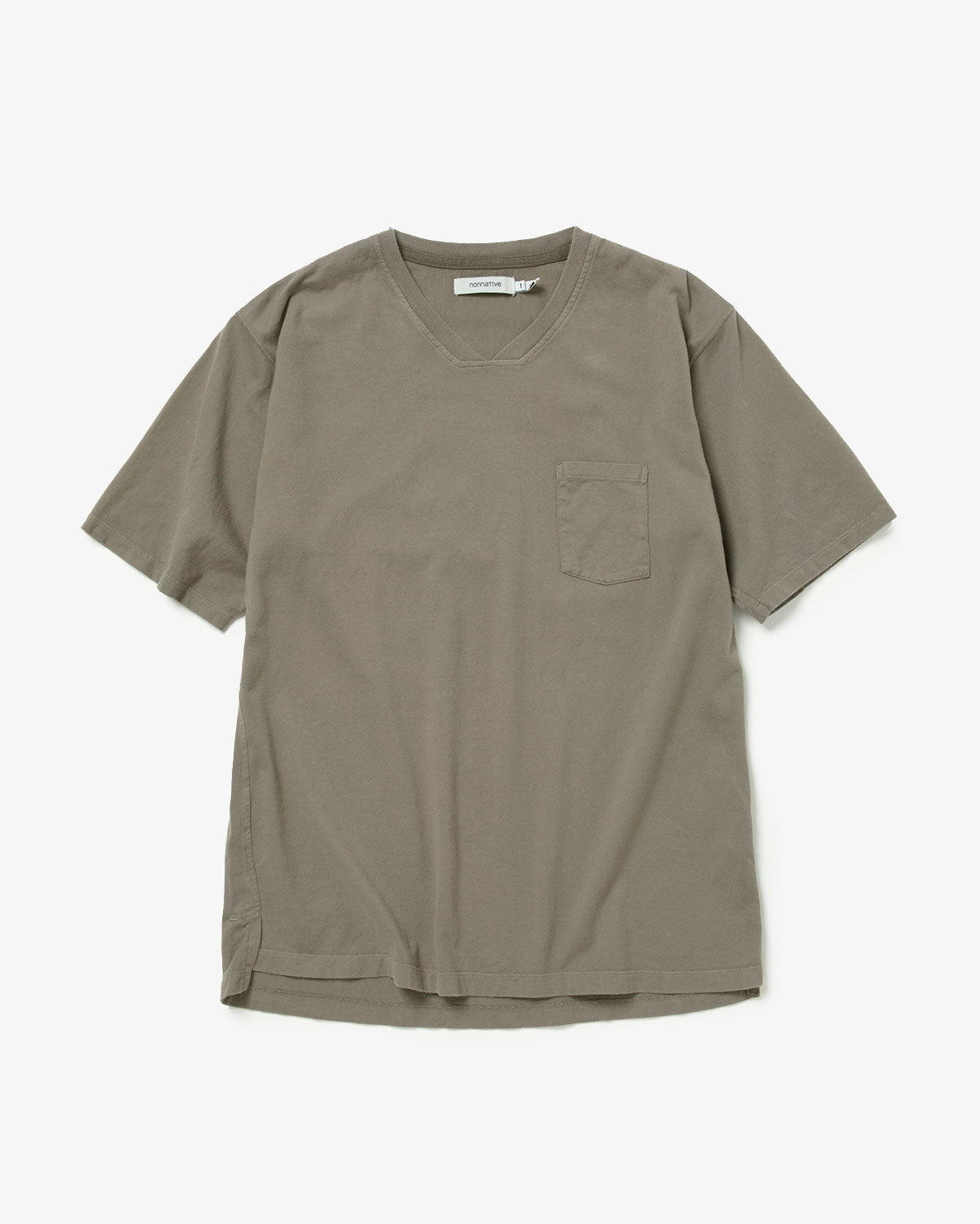 DWELLER S/S V NECK TEE COTTON JERSEY OVERDYED