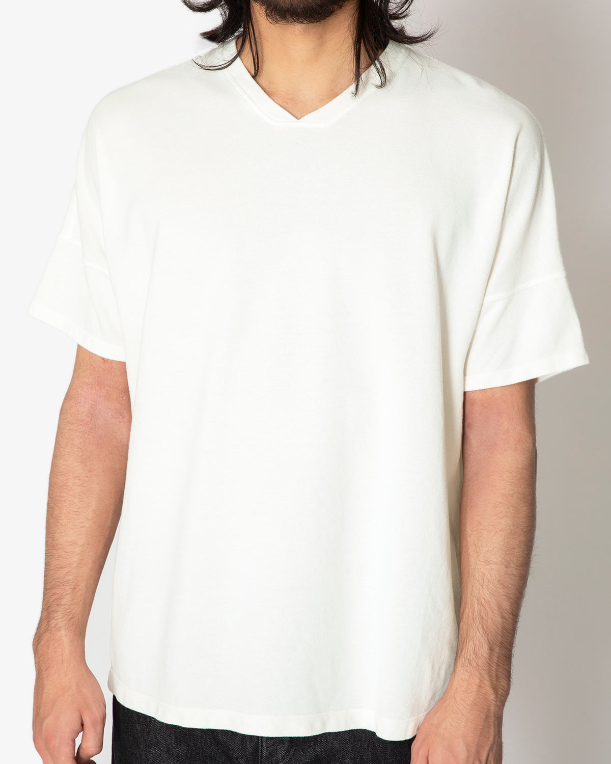 CLERK S/S V NECK TEE COTTON PIQUE OVERDYED