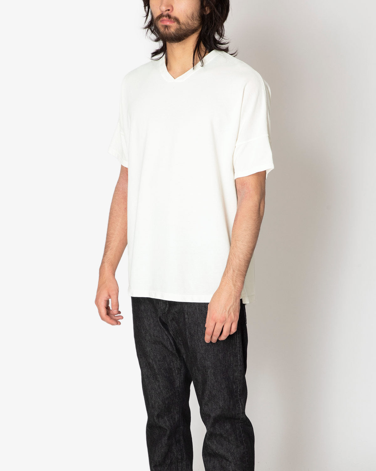 CLERK S/S V NECK TEE COTTON PIQUE OVERDYED