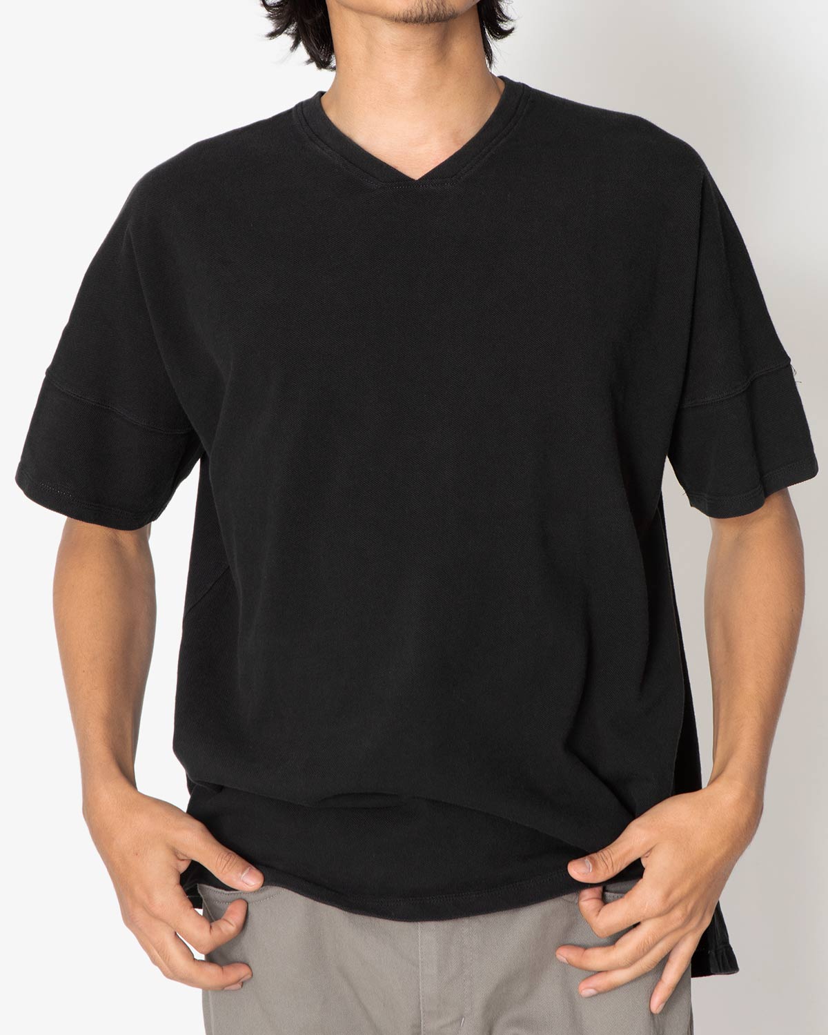 CLERK S/S V NECK TEE COTTON PIQUE OVERDYED