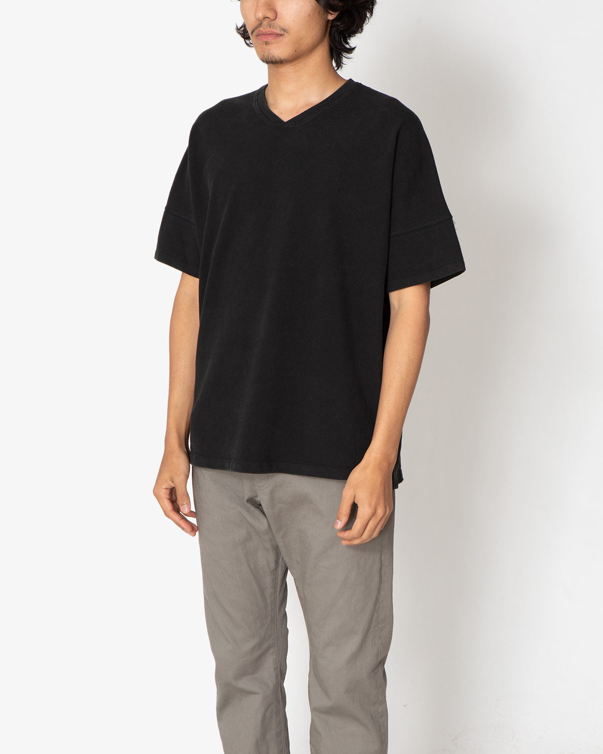 CLERK S/S V NECK TEE COTTON PIQUE OVERDYED