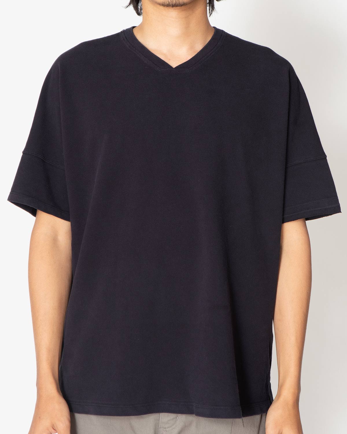 CLERK S/S V NECK TEE COTTON PIQUE OVERDYED