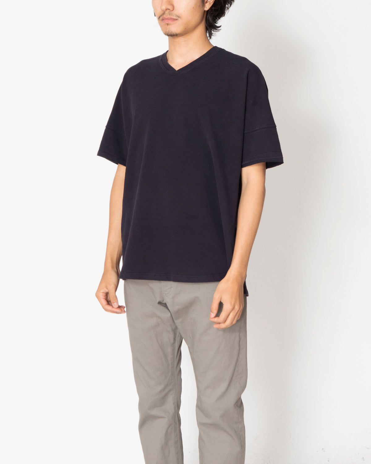 CLERK S/S V NECK TEE COTTON PIQUE OVERDYED