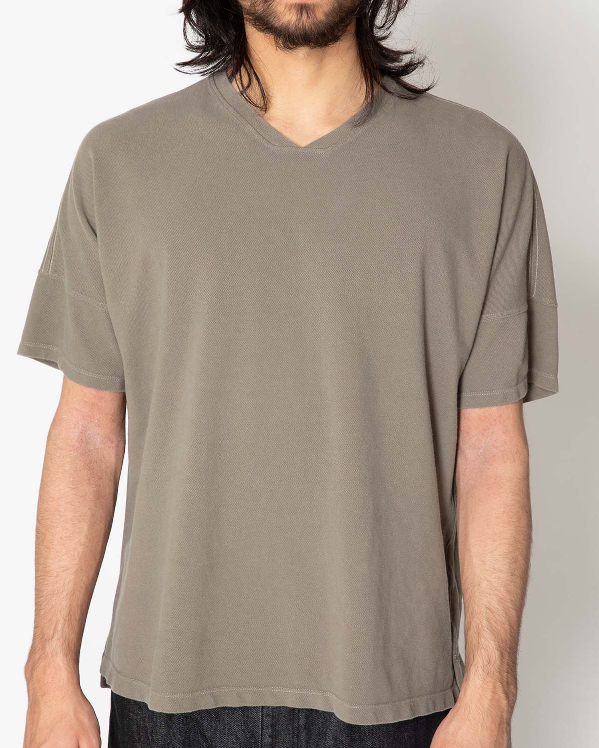 CLERK S/S V NECK TEE COTTON PIQUE OVERDYED