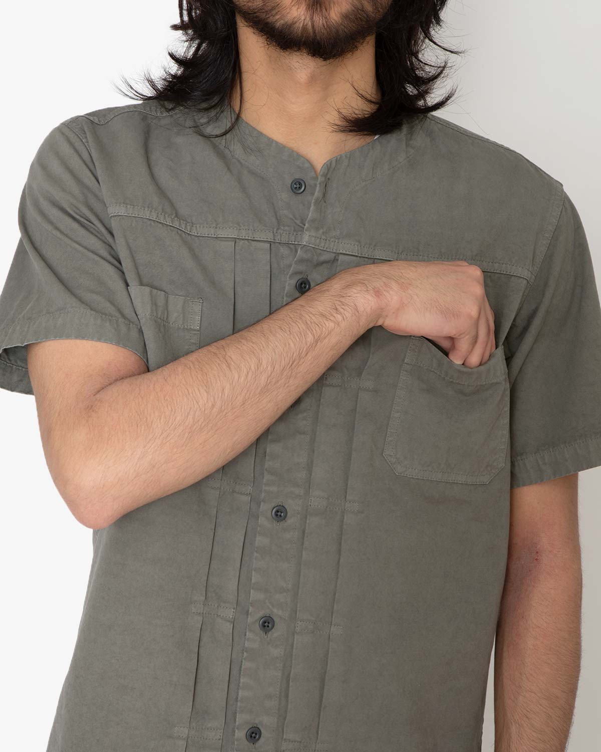 TRUCKER S/S SHIRT COTTON WEATHER CLOTH OVERDYED