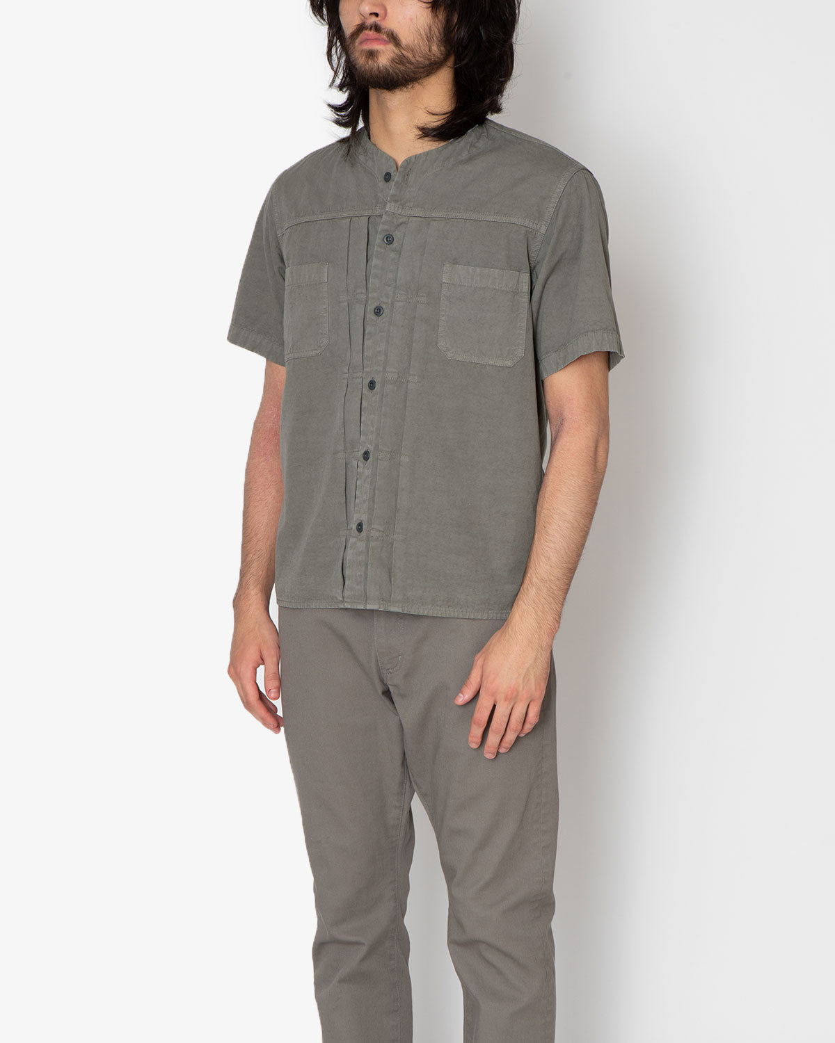 TRUCKER S/S SHIRT COTTON WEATHER CLOTH OVERDYED